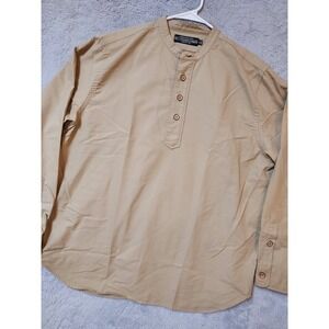 NEW J Peterman Shirt Mens Extra Large Pilgrim Poet Band Collar Canvas Oversized